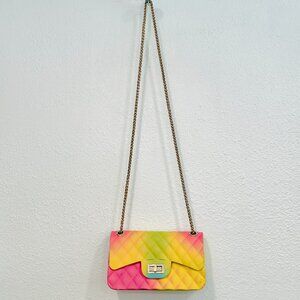 Crossbody Shoulder Bag MultiColor Rainbow PVC Jelly Purse Chain Strap 8.5"x5.5"